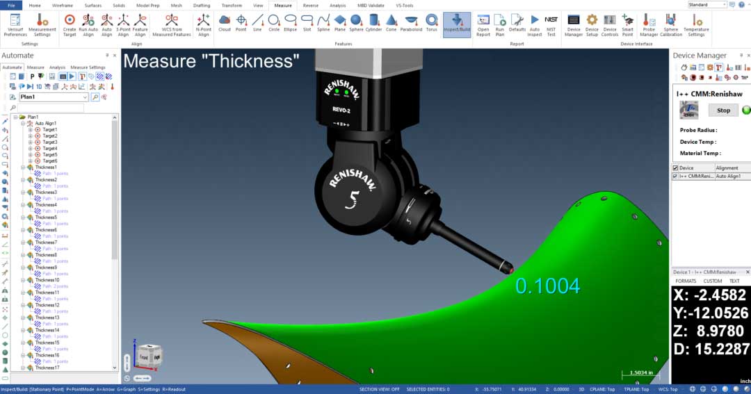 Verisurf Software Introduces Ultrasonic Thickness Inspection with Renishaw RUP1 Ultrasonic Probe